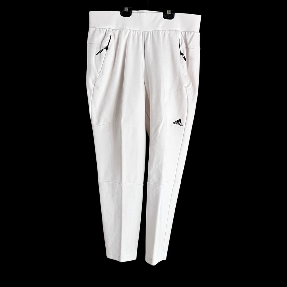 Adidas ZNE Tapp Pant L Womens Tapered Leg Zip Pocket White Streetwear Minimalist